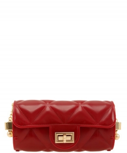 Diamond Quilted Cylinder Jelly Crossbody Bag 7163 RED